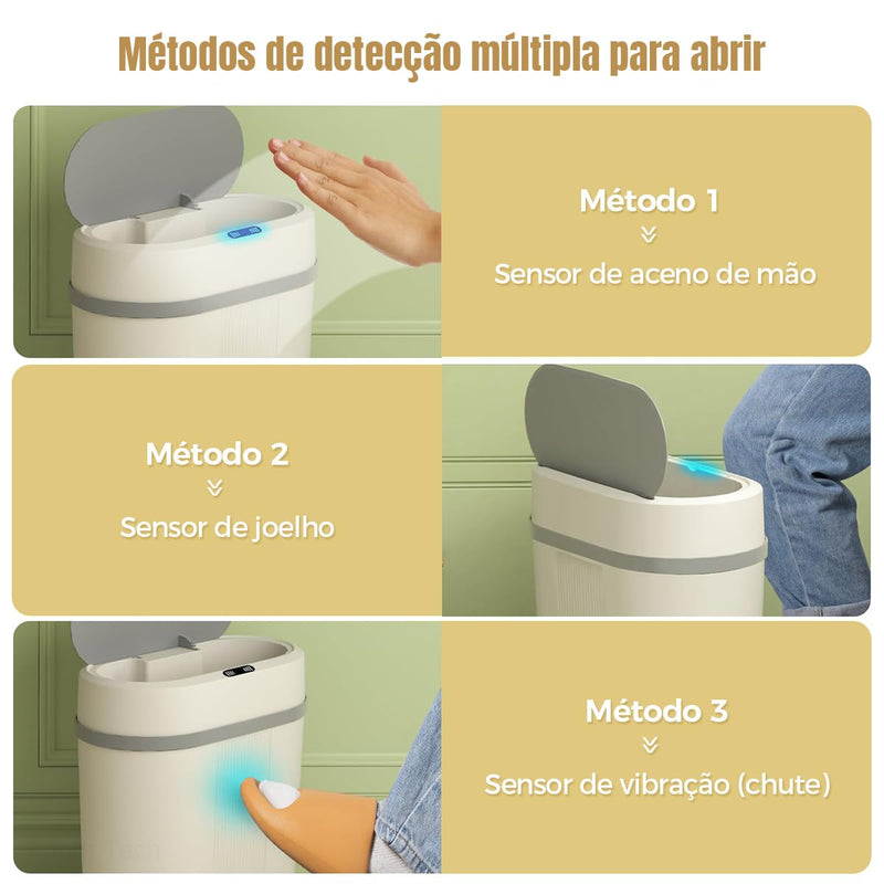 Lixeira 12 litros grande automática com sensor inteligente