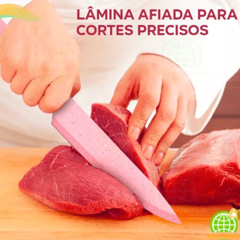 Facas De Cozinha 6 Peças Profissional Com Ralador E Tesoura